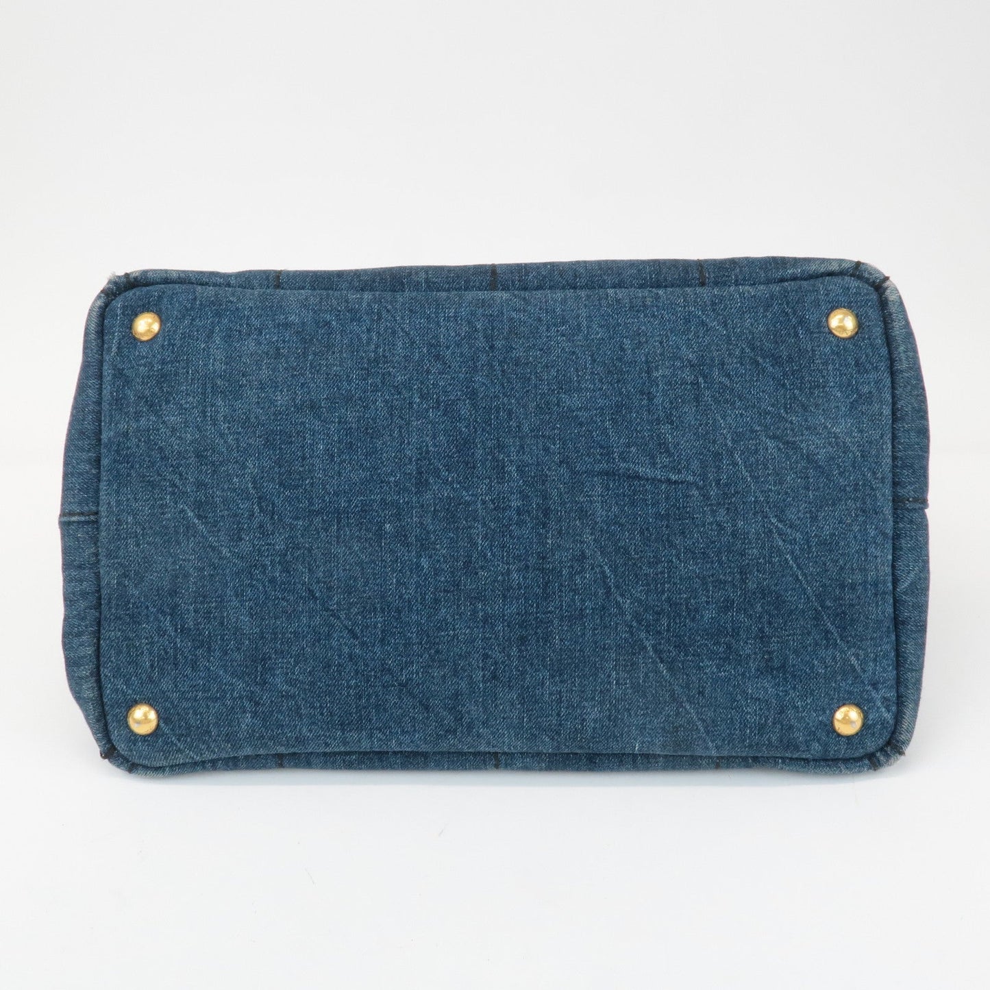 PRADA Canapa Large Canvas Tote Bag Hand Bag Denim Blue B1872B  d