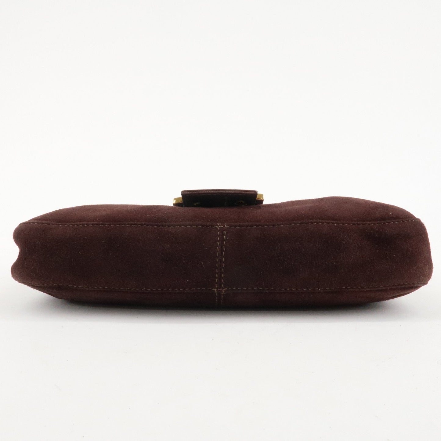 FENDI Suede Leather Shoulder Bag Dark Brown 26424  d