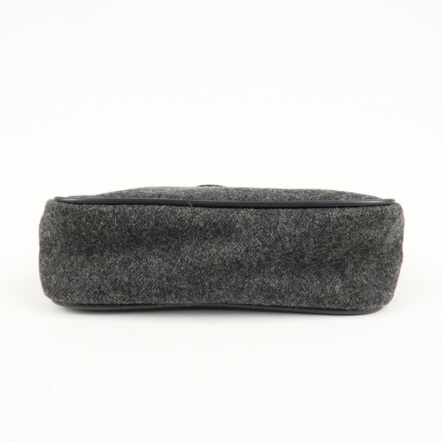 PRADA Felt Leather Shoulder Bag Hand Bag Gray Black  d