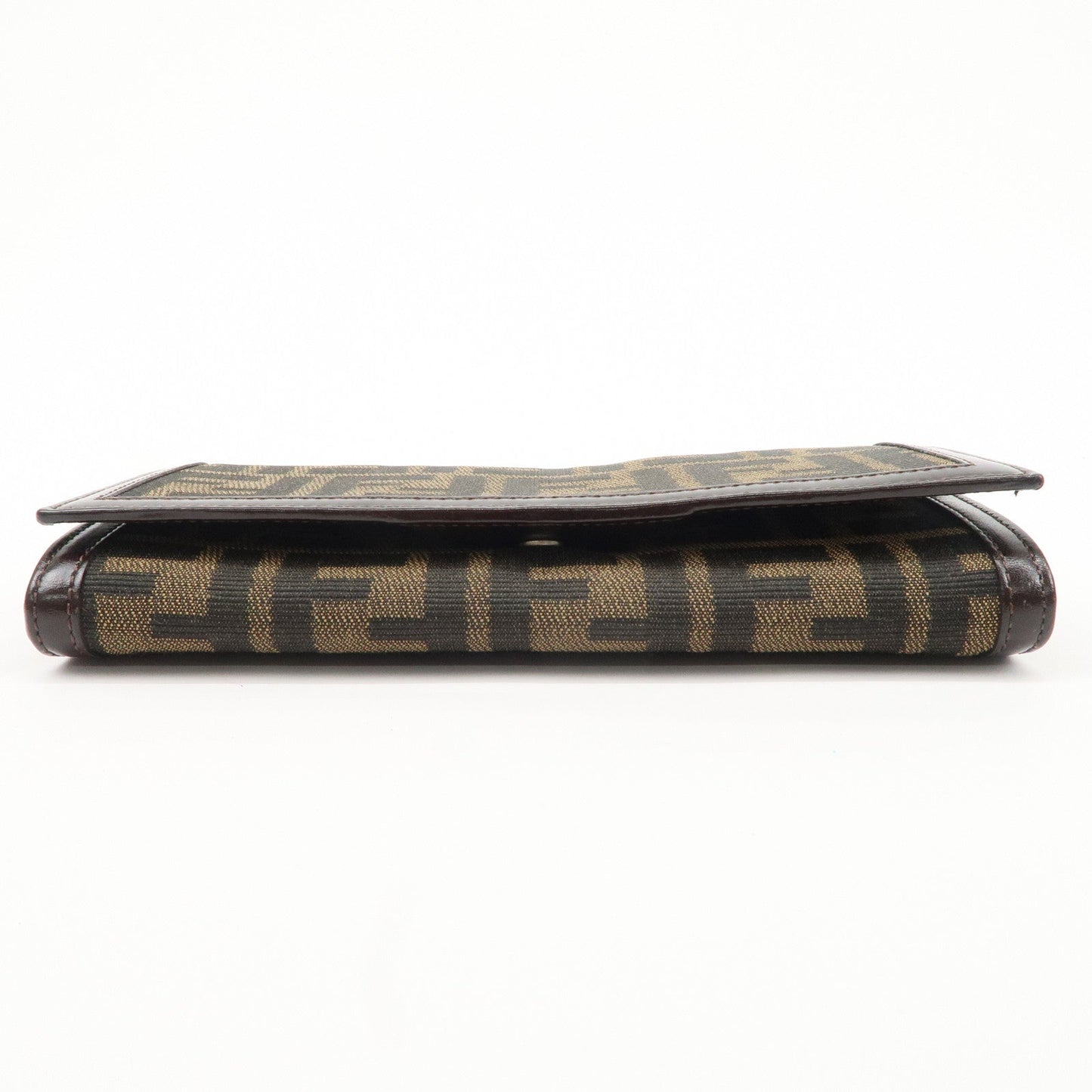 FENDI Zucca Print Canvas Leather Long Wallet Brown 30851  d