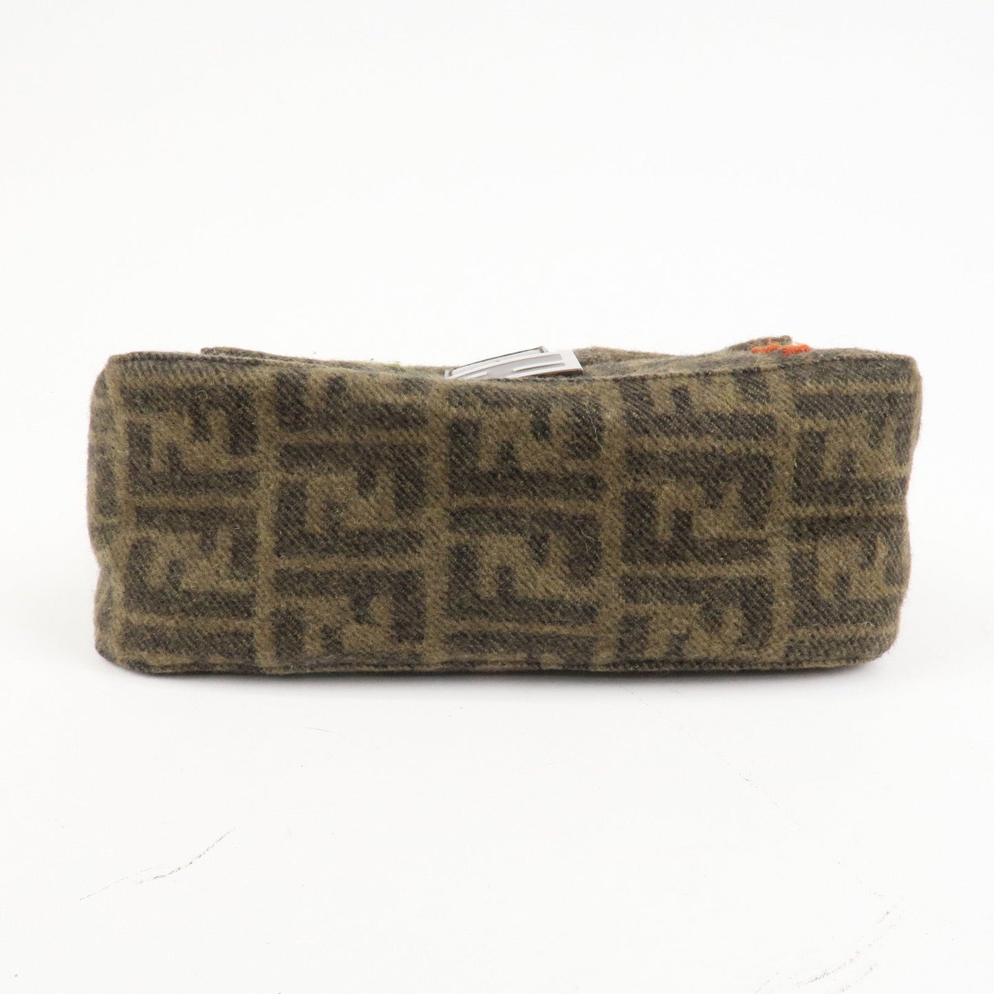 FENDI Mamma Baguette Zucca Wool Leather Shoulder Bag Flower  d