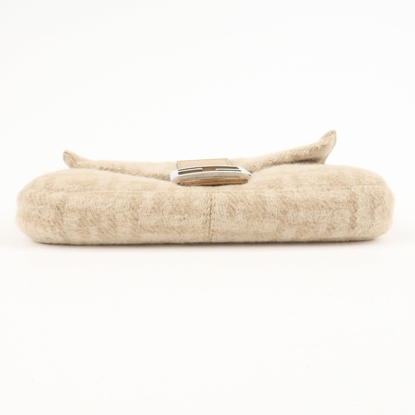 FENDI Mamma Baguette Zucca Wool Leather Shoulder Bag Beige 26424  d