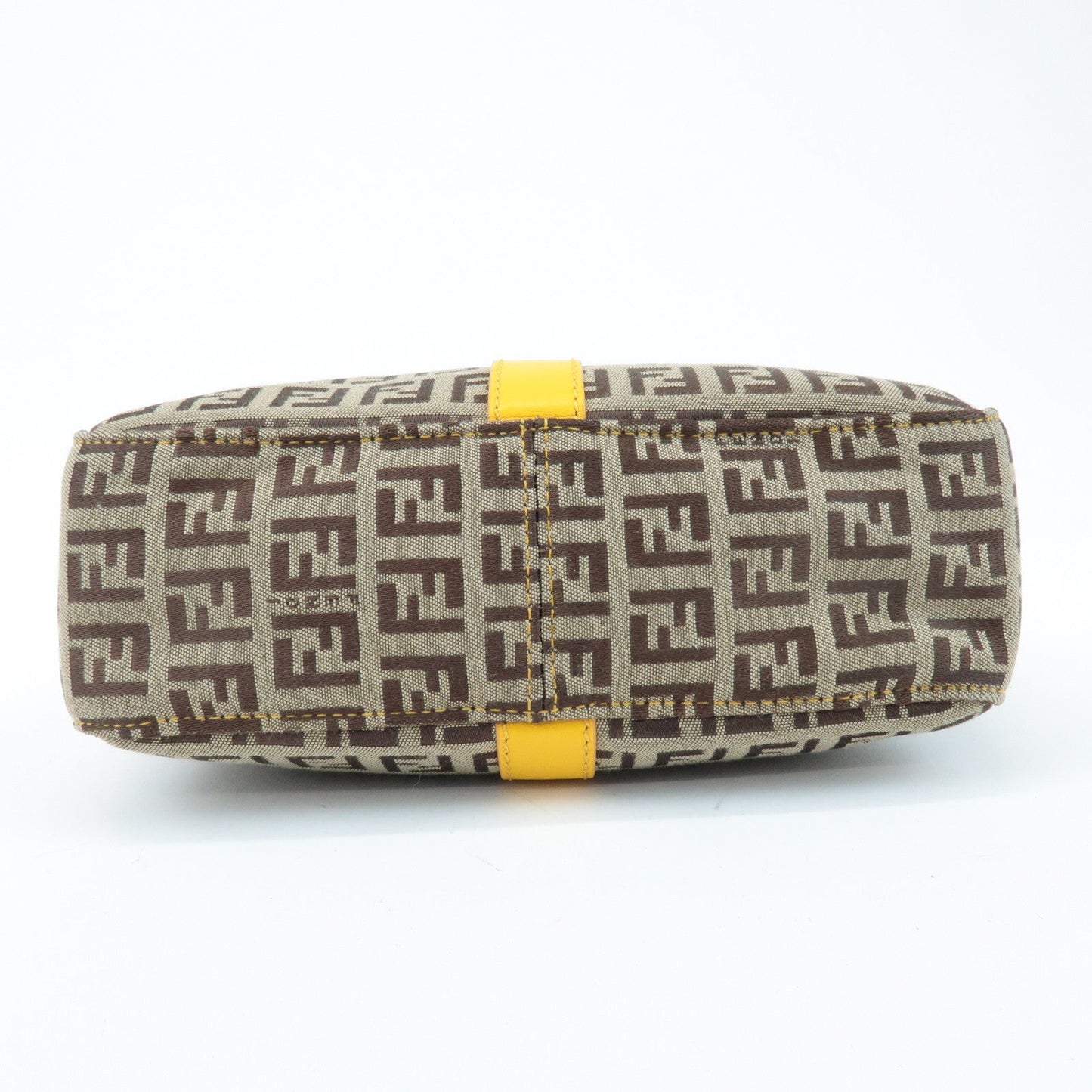 FENDI Zucchino Canvas Leather Shoulder Bag BrownYellow 8BT175  d