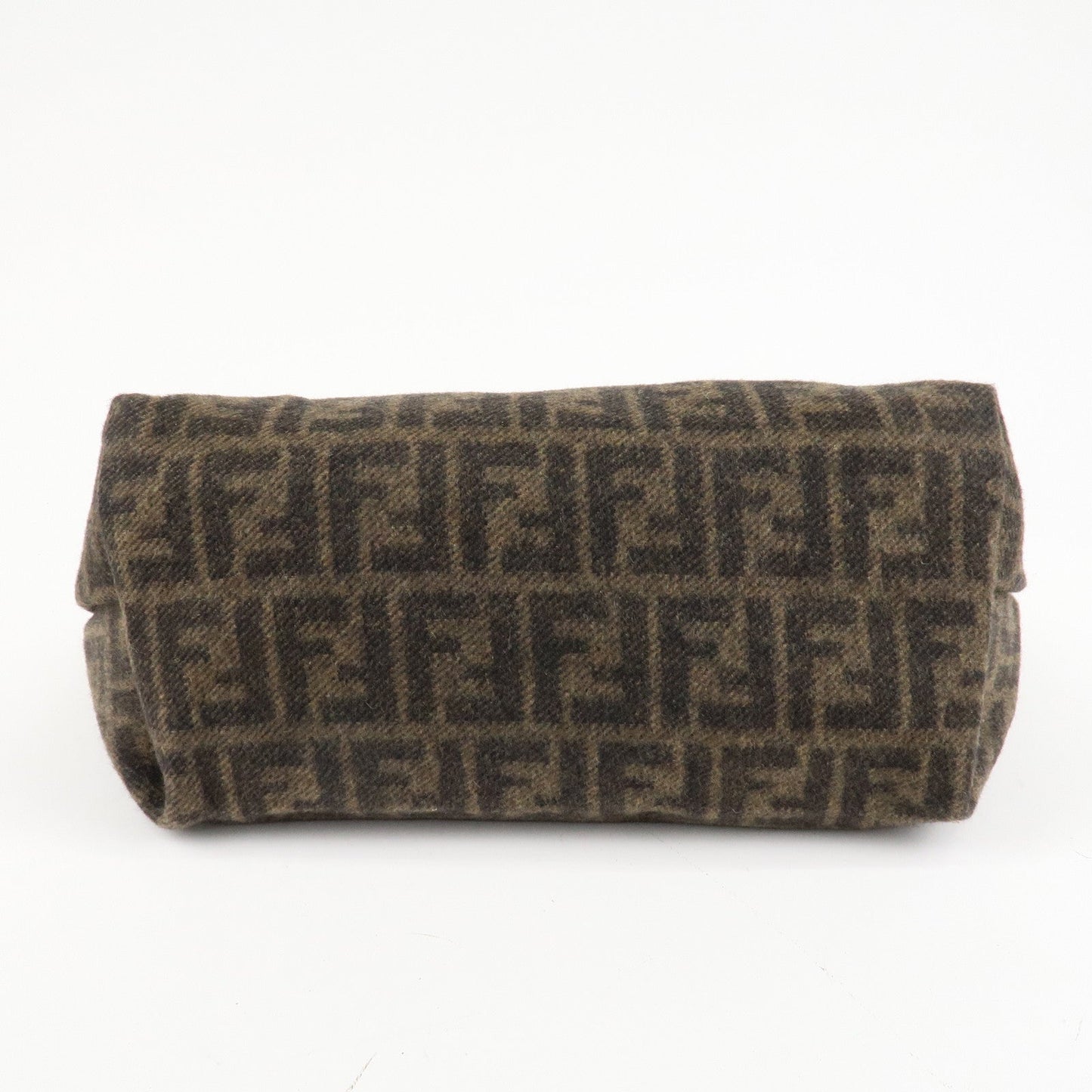 FENDI Zucca Wool Leather Tote Bag Khaki Black Dark Brown  d