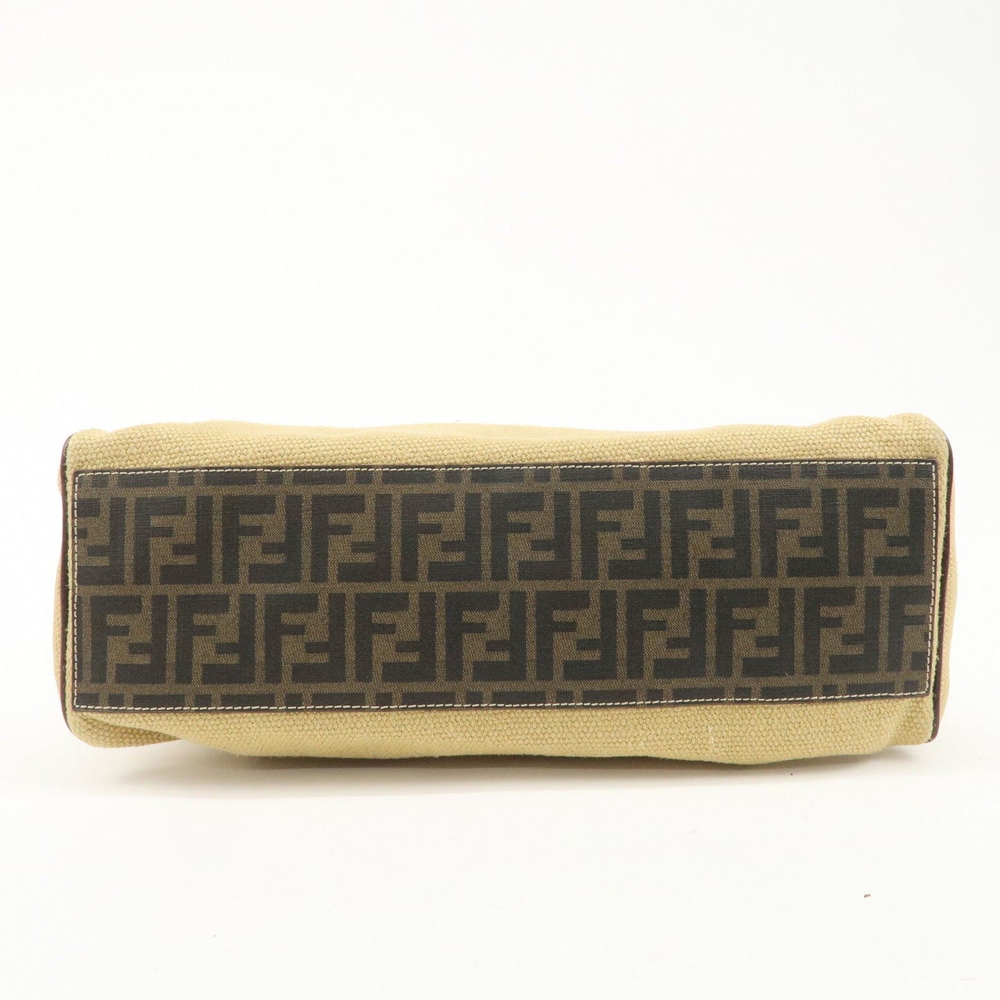 FENDI Ethnico Zucca Canvas Leather Shoulder Bag Beige Brown 8BN162  d