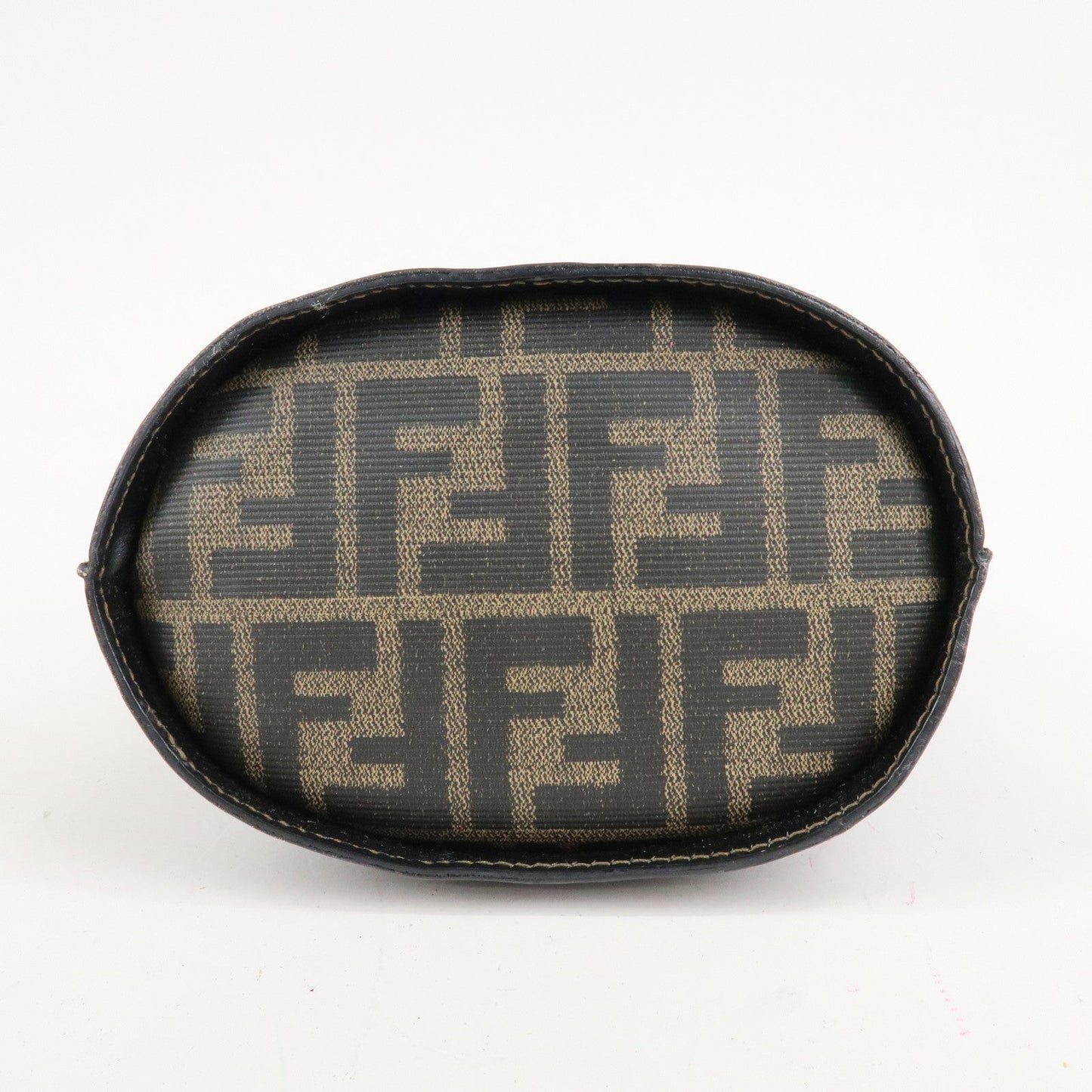 FENDI Zucca Logo Print PVC Leather Shoulder Bag Black Brown  d