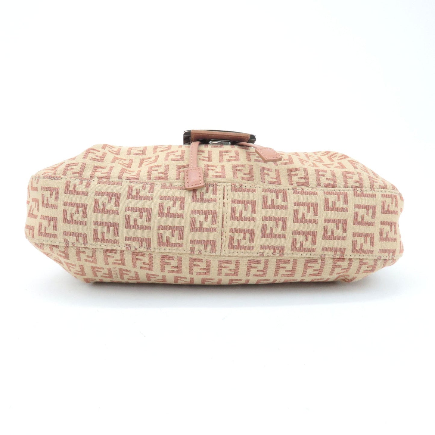 FENDI Zucchino Canvas Leather Shoulder Bag Beige Pink 8BR282  d