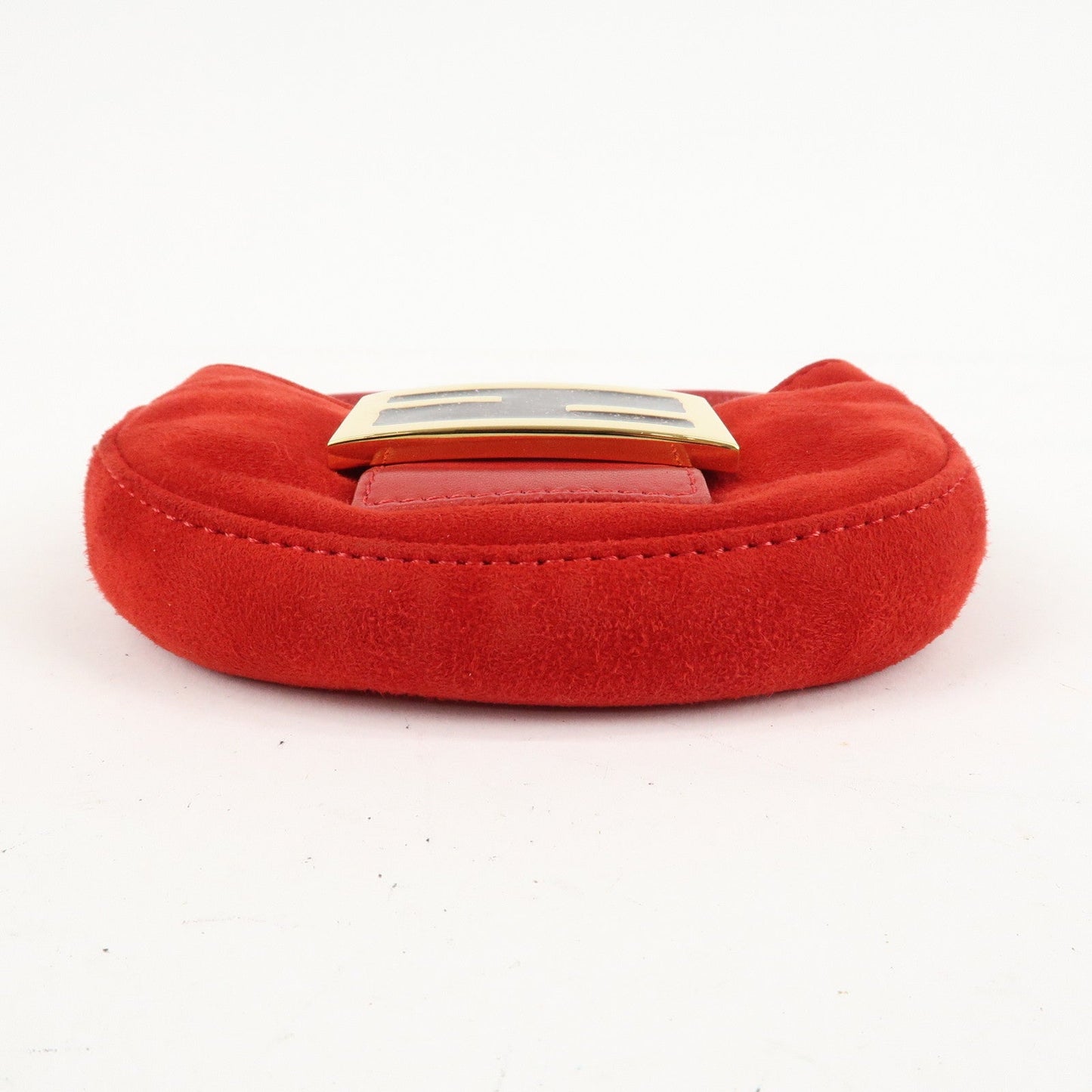 FENDI Suede Leather Mini Croissant Hand Bag Red 26673  d