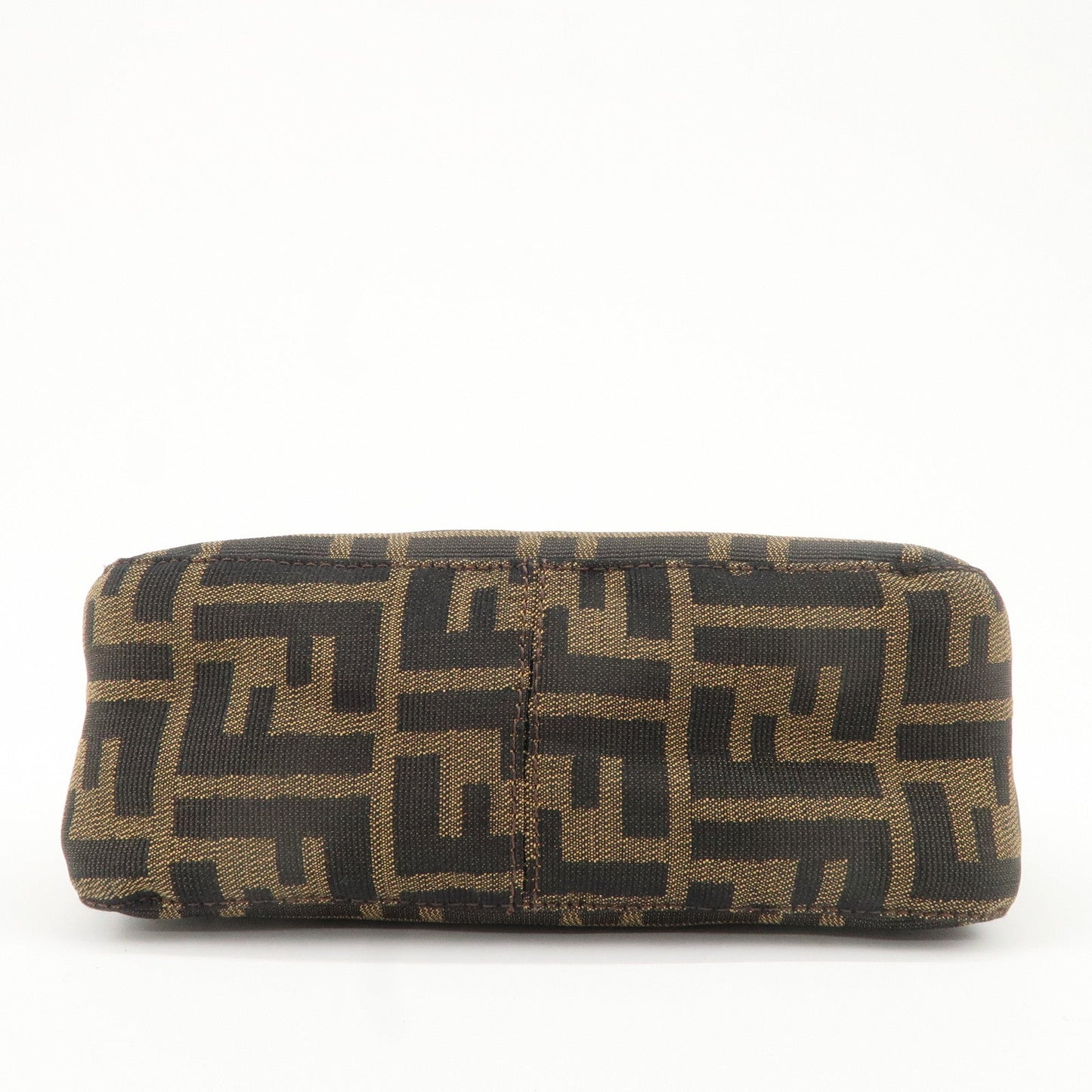FENDI Zucca Canvas Leather Hand Bag Brown Black  d