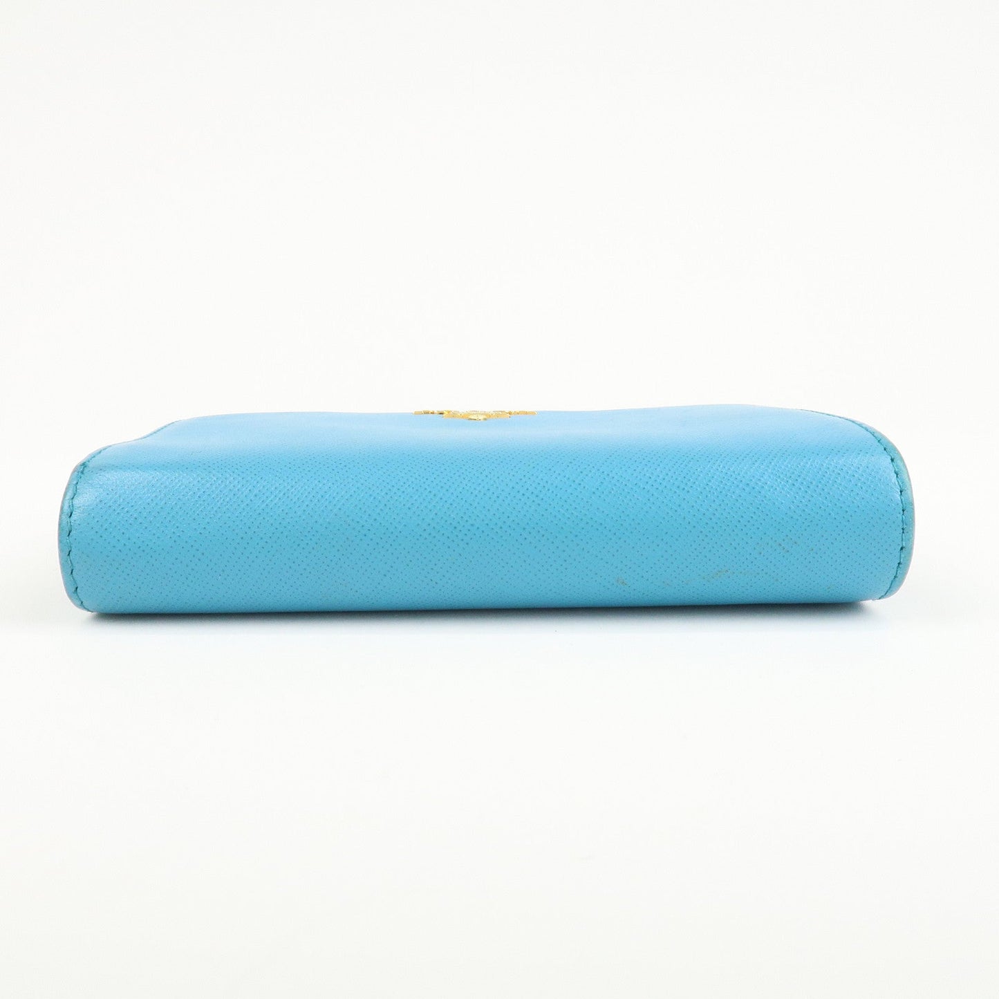 PRADA Logo Leather Bi-Fold Wallet Purse Light Blue 1ML225  d