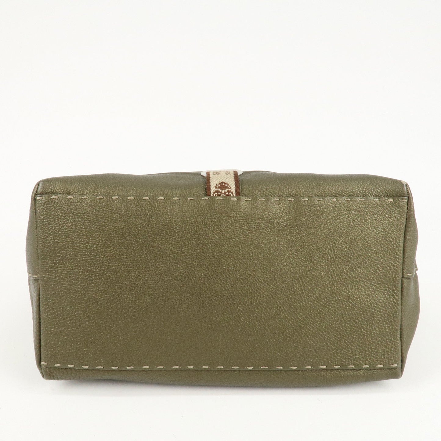FENDI Selleria Leather Tote Bag Shoulder Bag Khaki 8BN155  d