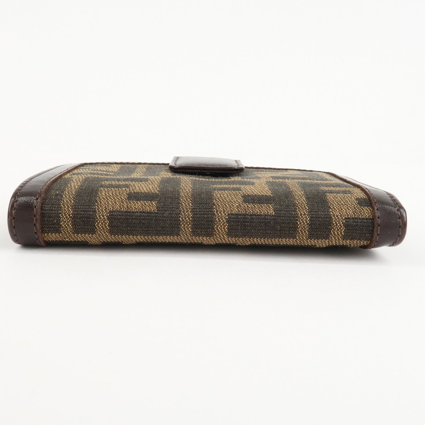 FENDI Zucca Canvas Leather Bifold Wallet Brown Black 1692  d