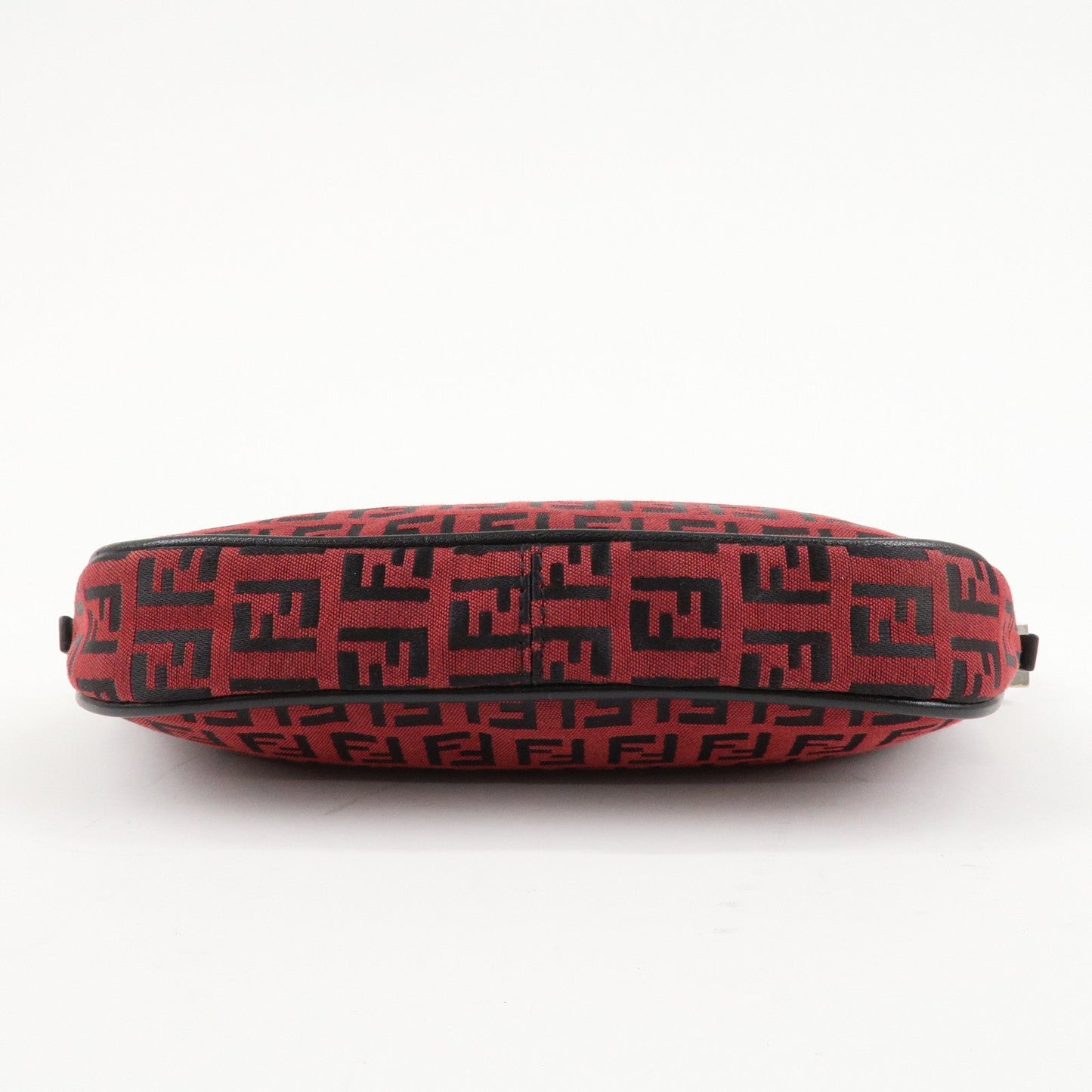 FENDI Zucchino Canvas Leather Accessory Pouch Hand Bag Black Red  d
