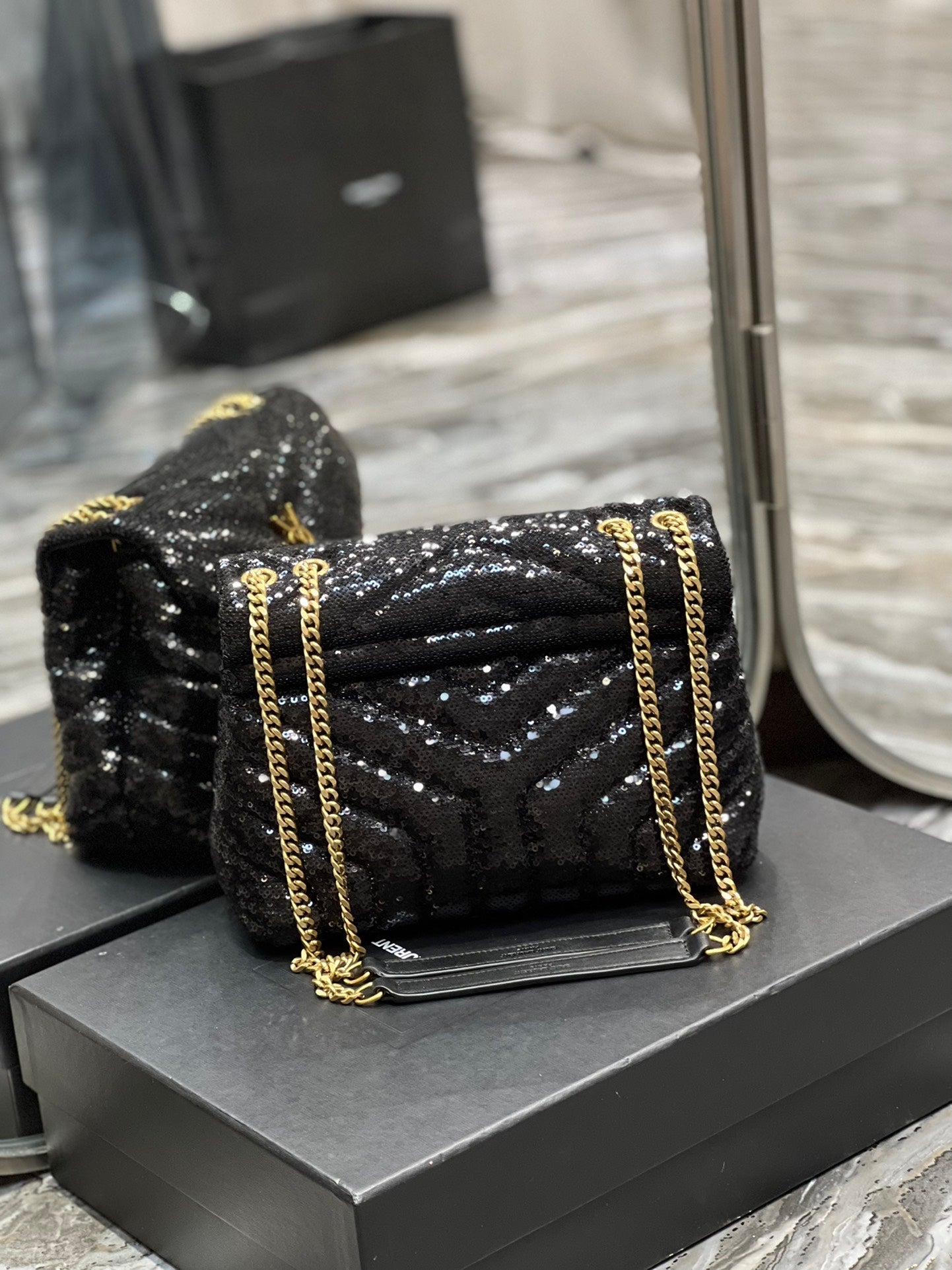 Top Quality Loulou Small Chain Bag Black For Women, Women’s Bags 9in/23cm YSL 494699FAAER1000