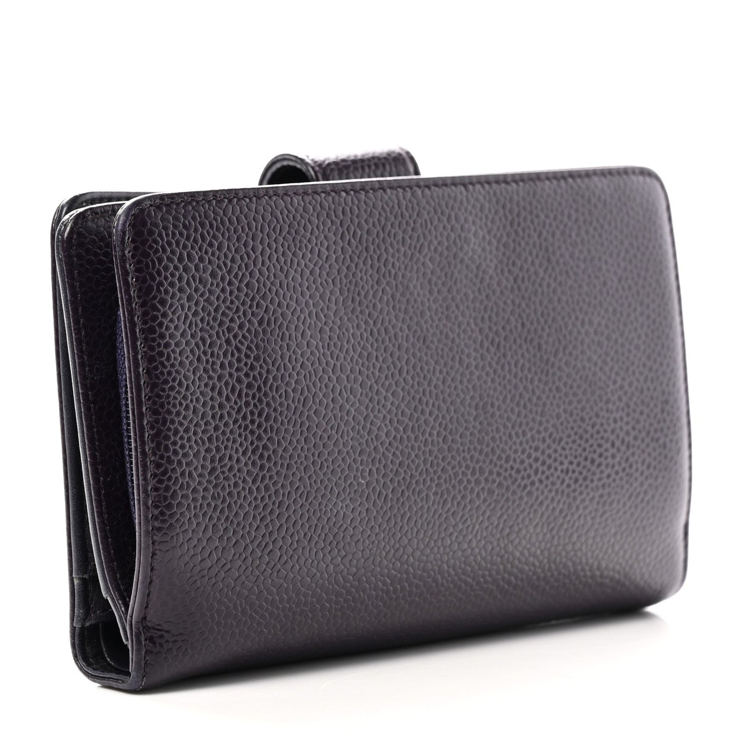 Chanel Caviar Timeless CC Zipped Pocket Wallet Dark Purple