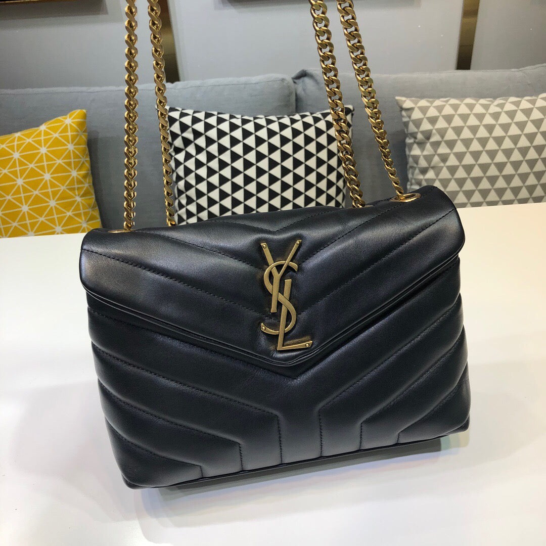 Top Quality Loulou Small Chain Bag In Matelassé "Y" Black For Women 9.8in/23cm YSL 494699DV7271000