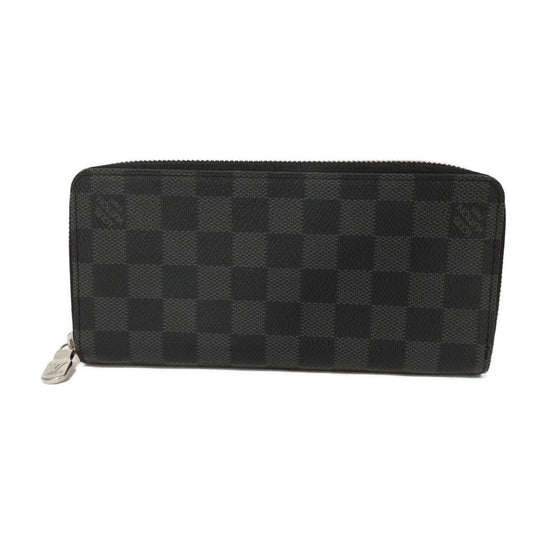 LOUIS VUITTON Long Wallet Purse N63095 Damier Graphite canvas x grained leather Noir New Zip Around RFID Current Damier Graphite Zippy Wallet Vertical mens