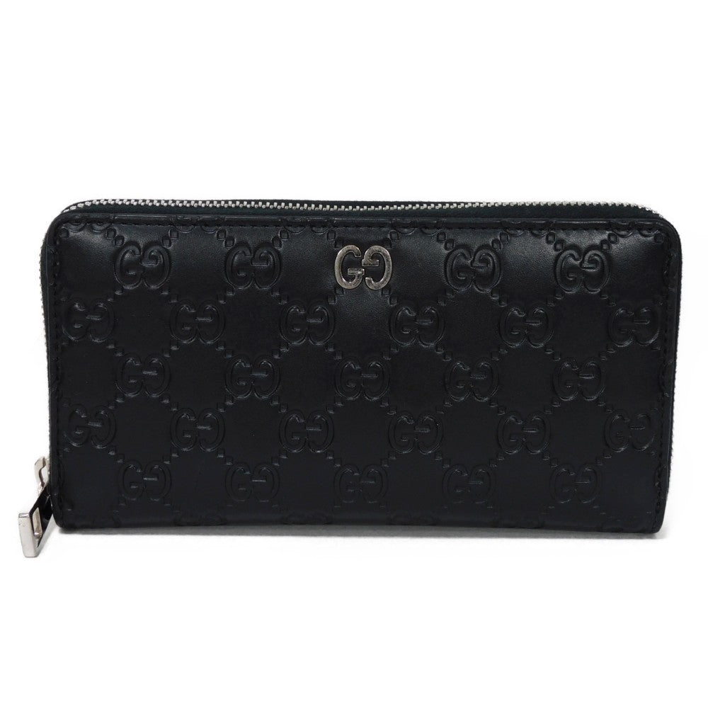 GUCCI Long Wallet Purse 473928 CWC1N 1000 Signature leather black GG Shima Durian zip around wallet mens
