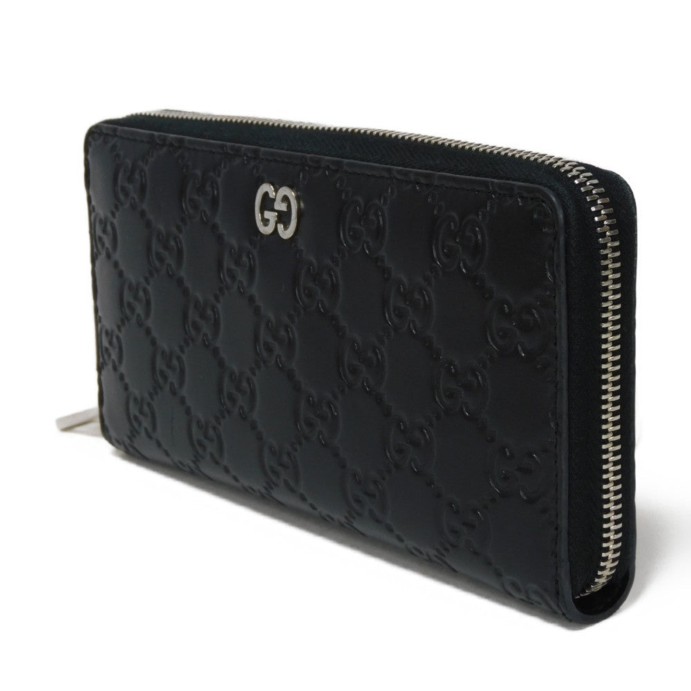GUCCI Long Wallet Purse 473928 CWC1N 1000 Signature leather black GG Shima Durian zip around wallet mens