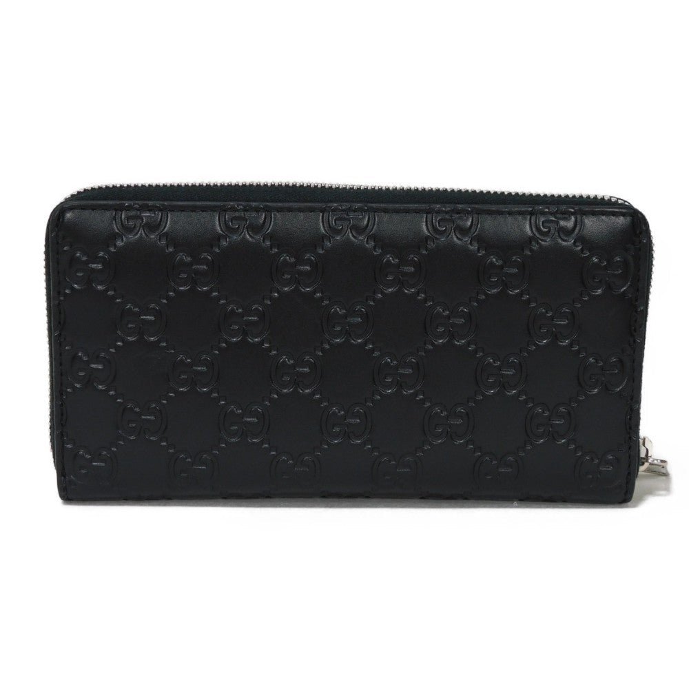 GUCCI Long Wallet Purse 473928 CWC1N 1000 Signature leather black GG Shima Durian zip around wallet mens