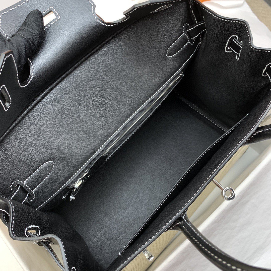 Top Quality Birkin Nata Swift BiColor For Women SiTop Qualityer Toned Hardware 11.8in/30cm
