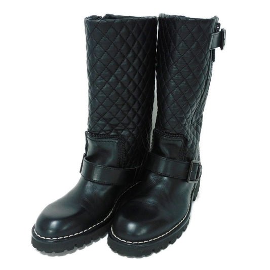 Chanel Matelasse Coco Mark Engineer Lambskin Boots