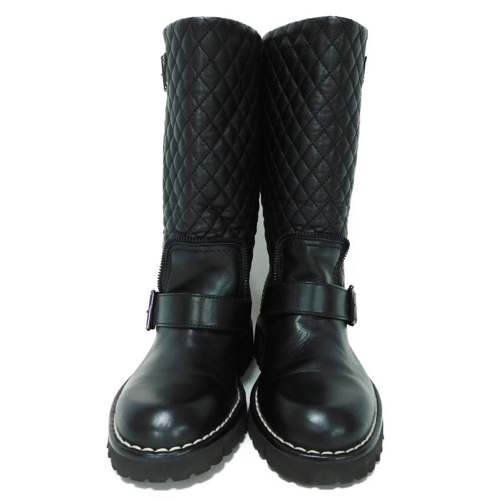Chanel Matelasse Coco Mark Engineer Lambskin Boots
