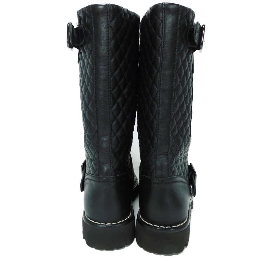 Chanel Matelasse Coco Mark Engineer Lambskin Boots