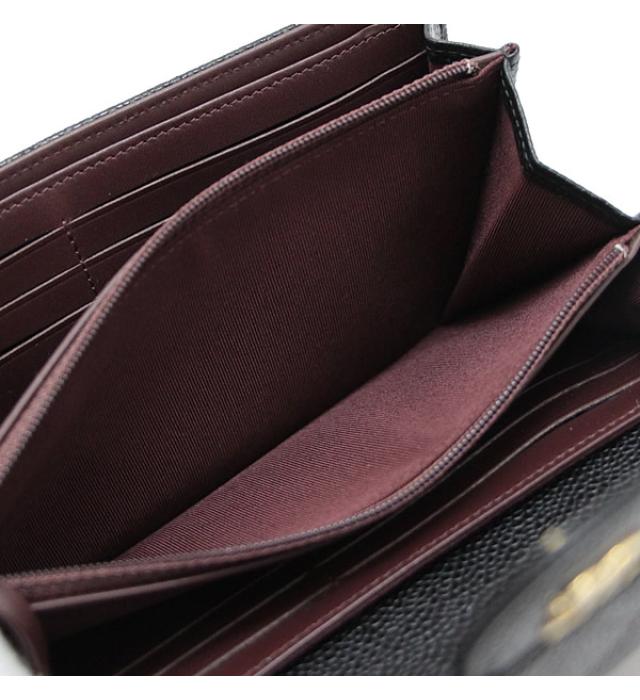 Chanel Matelasse Long Wallet Zipper Black Caviar G Metal Fittings