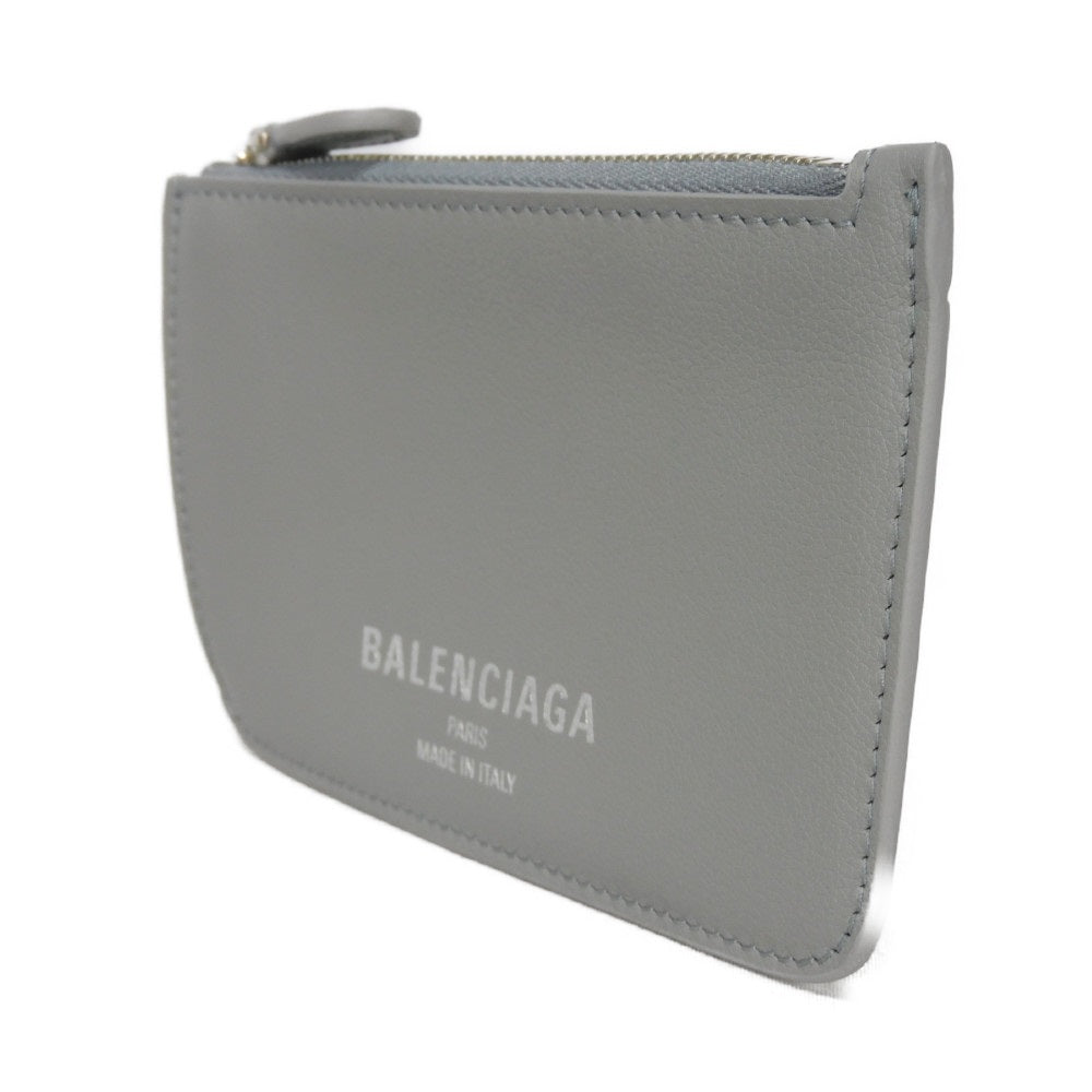 BALENCIAGA Coin case 810902 2ABGG 1181 Smooth scarf skin gray Current Un d New logo foil stamping Cash 2.0 Long Coin and Card Holder unisex(Unisex)
