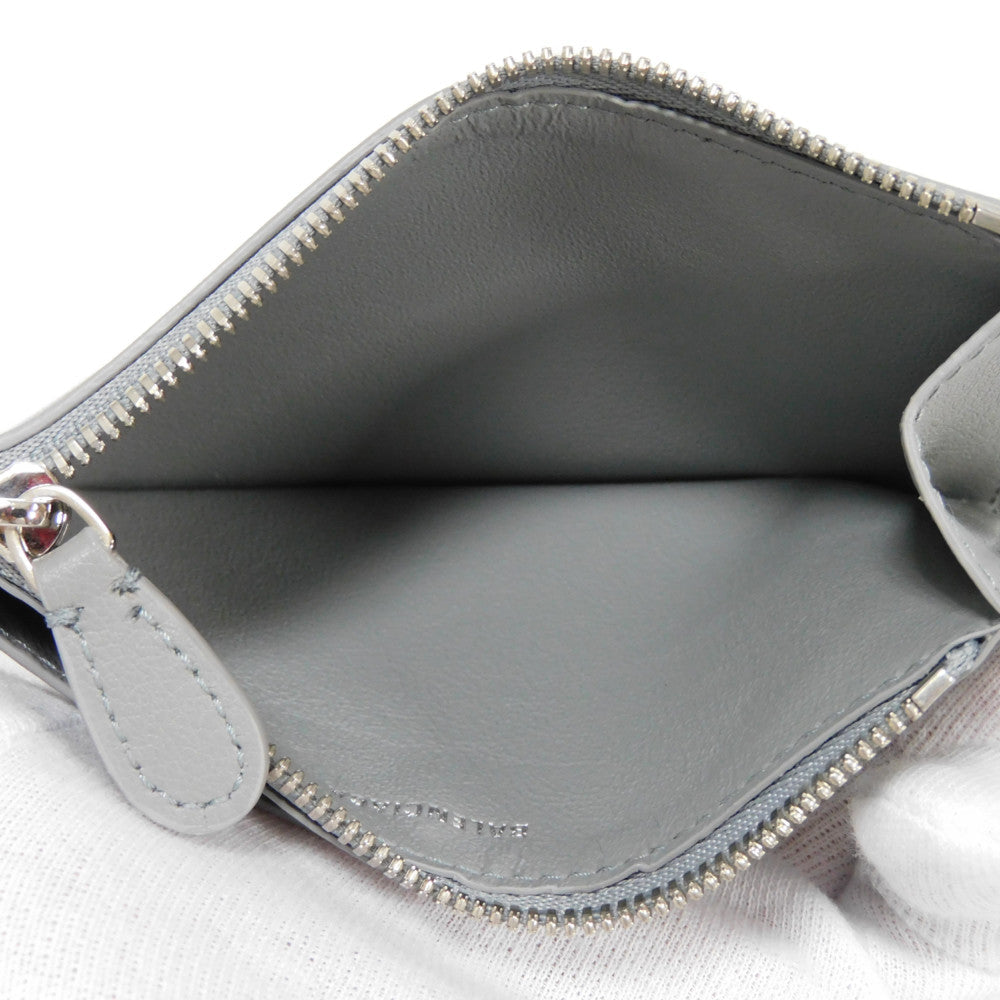 BALENCIAGA Coin case 810902 2ABGG 1181 Smooth scarf skin gray Current Un d New logo foil stamping Cash 2.0 Long Coin and Card Holder unisex(Unisex)