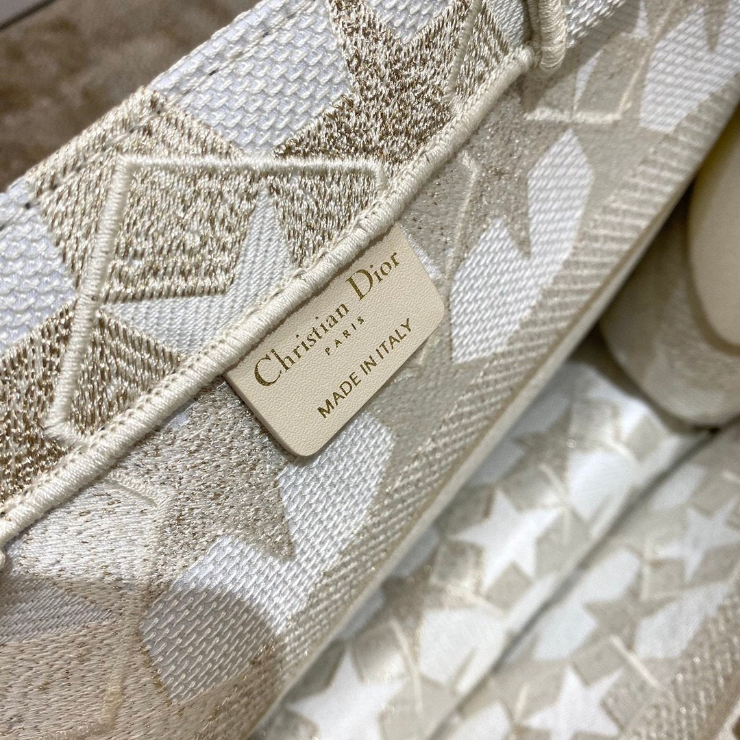 Top Quality MeTop Qualityum Book Tote Embroidery Stars Gold Bag, Beige, For Women Womens Handbags, 36cm CD