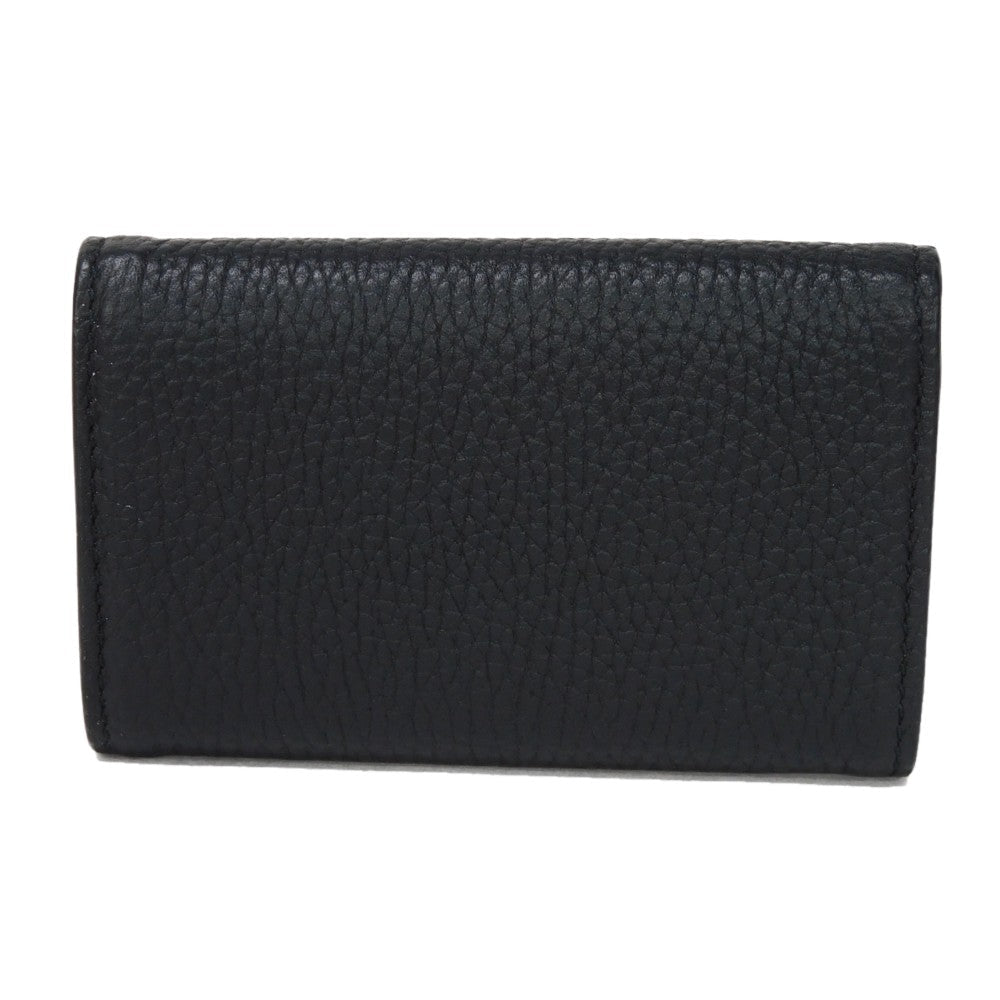 GUCCI Key case Key holder  771156 AABXM 1000 Textured leather black Metal logo logo keychain mens