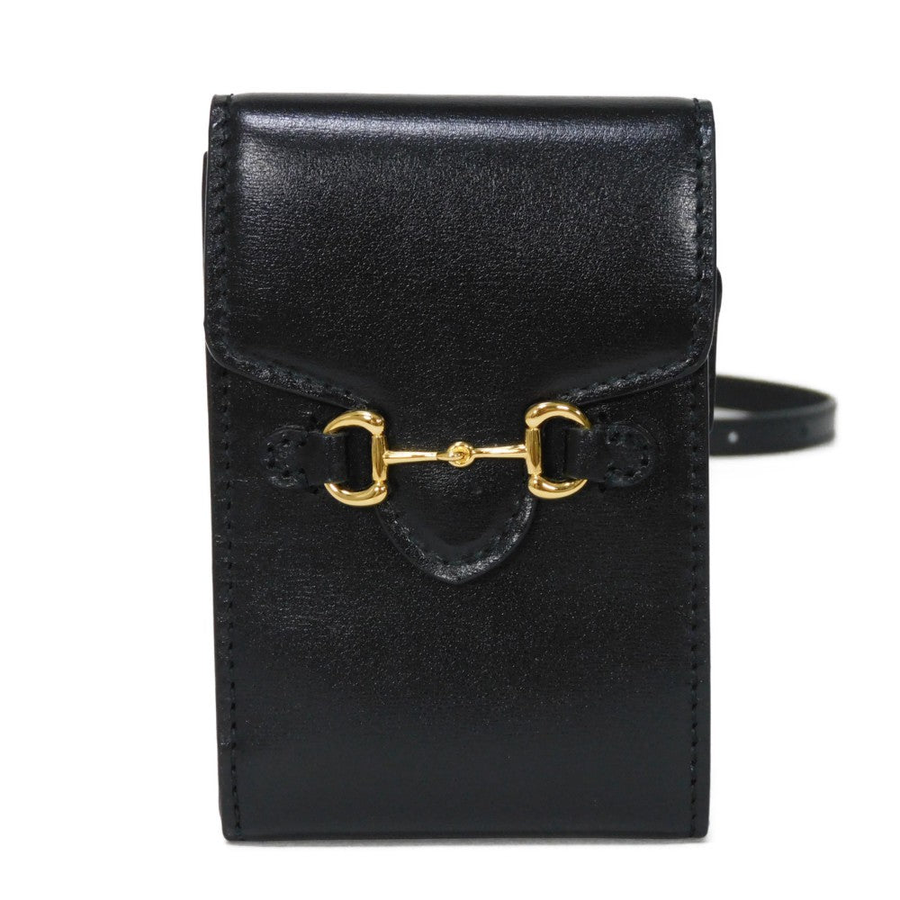 GUCCI Bifold Wallet 658617 0YK0G 1000 Smooth Calfskin Leather black Horsebit 1955 Strap Wallet Women(Unisex)