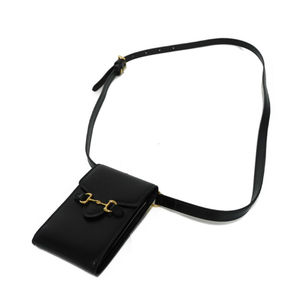 GUCCI Bifold Wallet 658617 0YK0G 1000 Smooth Calfskin Leather black Horsebit 1955 Strap Wallet Women(Unisex)