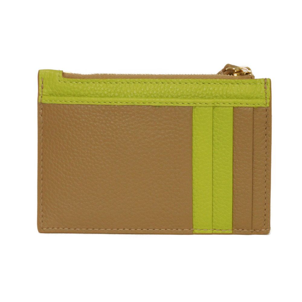 GUCCI Coin case 837966 AAE5F 2843 Calf leather (embossed) beige Current Bicolor Green Keyring Un d GG Marmont Double G Zip Key Pouch unisex(Unisex)