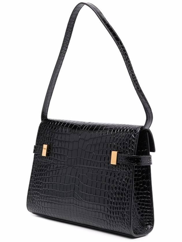 Luxury Saint Laurent Trending 2025 Manhattan Crocodile Small Shoulder Bag Black