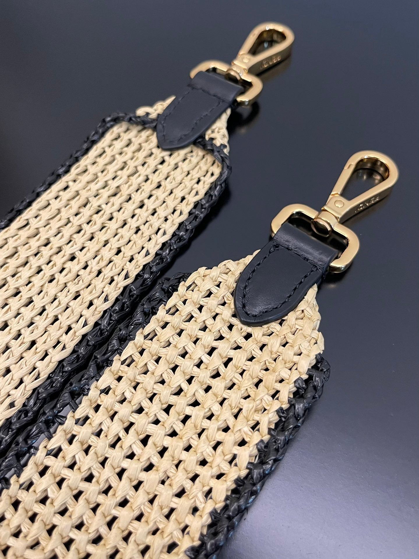 Top QualityTop Quality Sunshine Medium Beige and Black straw shopper Bag For Woman 31cm/12in 8BH386AKRPF1CBX