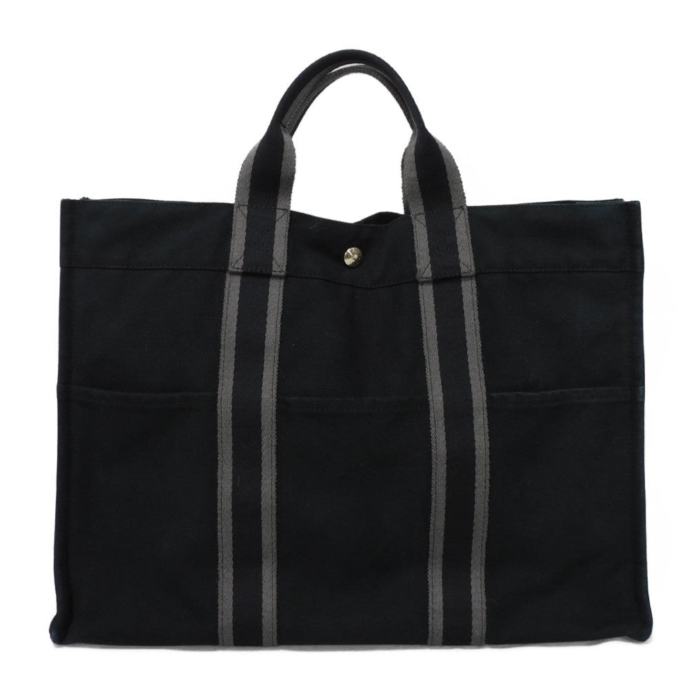 HERMES Tote Bag cotton Black x gray Serie button Fool Toe MM mens(Unisex)  d