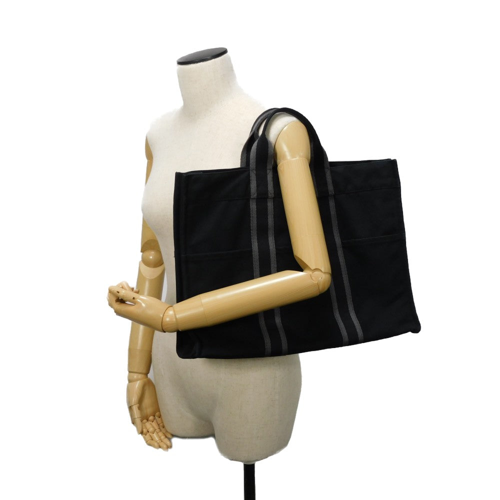 HERMES Tote Bag cotton Black x gray Serie button Fool Toe MM mens(Unisex)  d