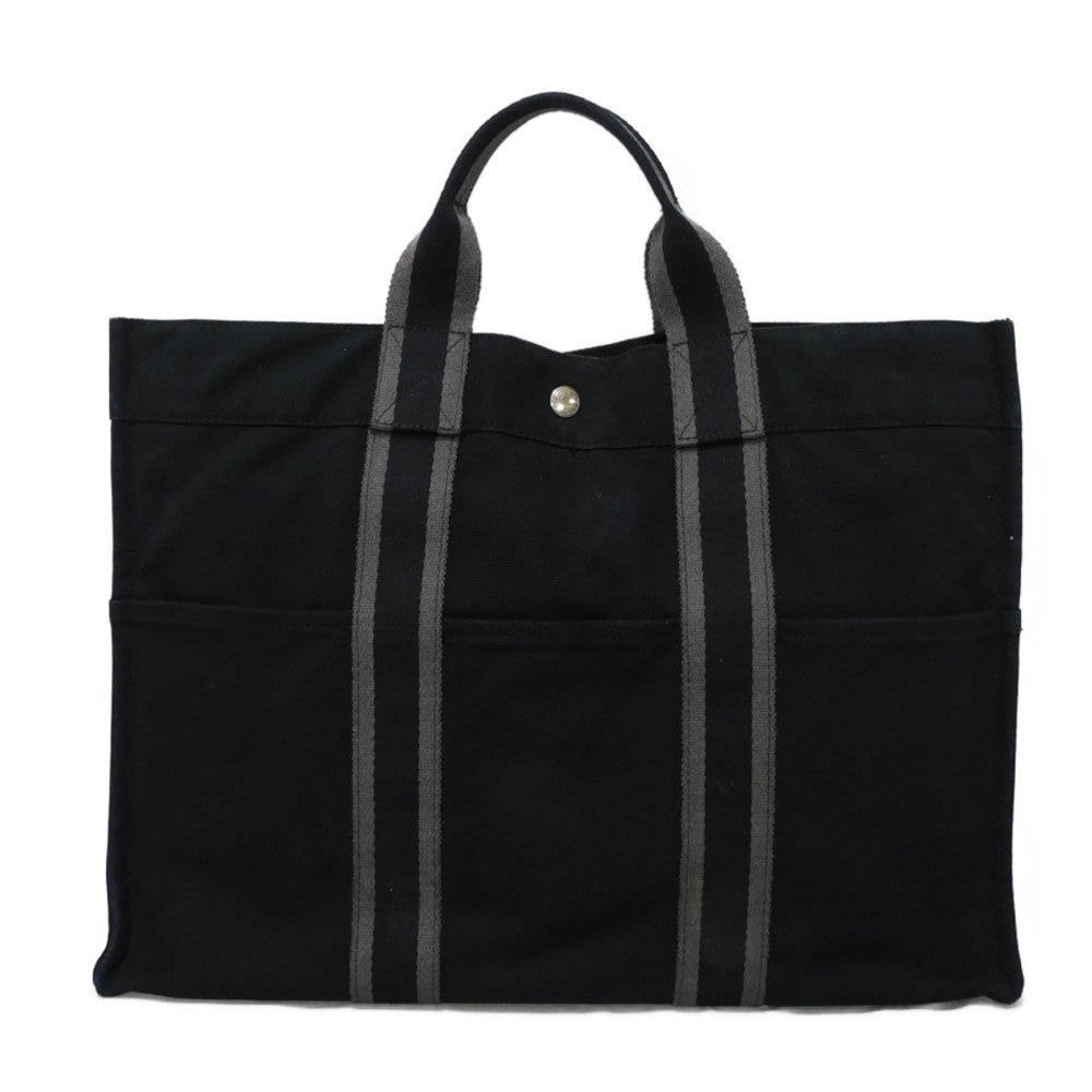 HERMES Tote Bag cotton Black x gray Serie button Fool Toe MM mens(Unisex)  d