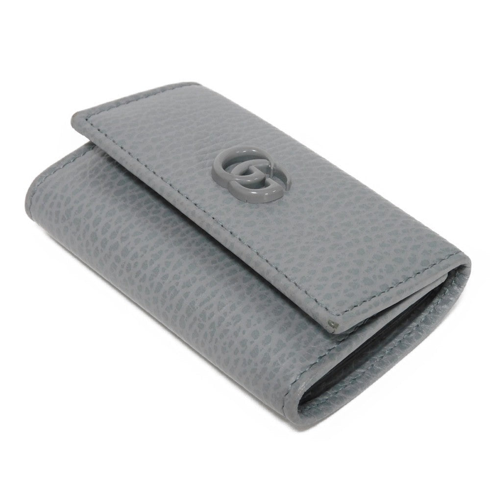 GUCCI Key case Key holder  456118 17WEN 1711 Textured leather Light gray 6-key case Key holder Petit Marmont GG Marmont Women(Unisex)