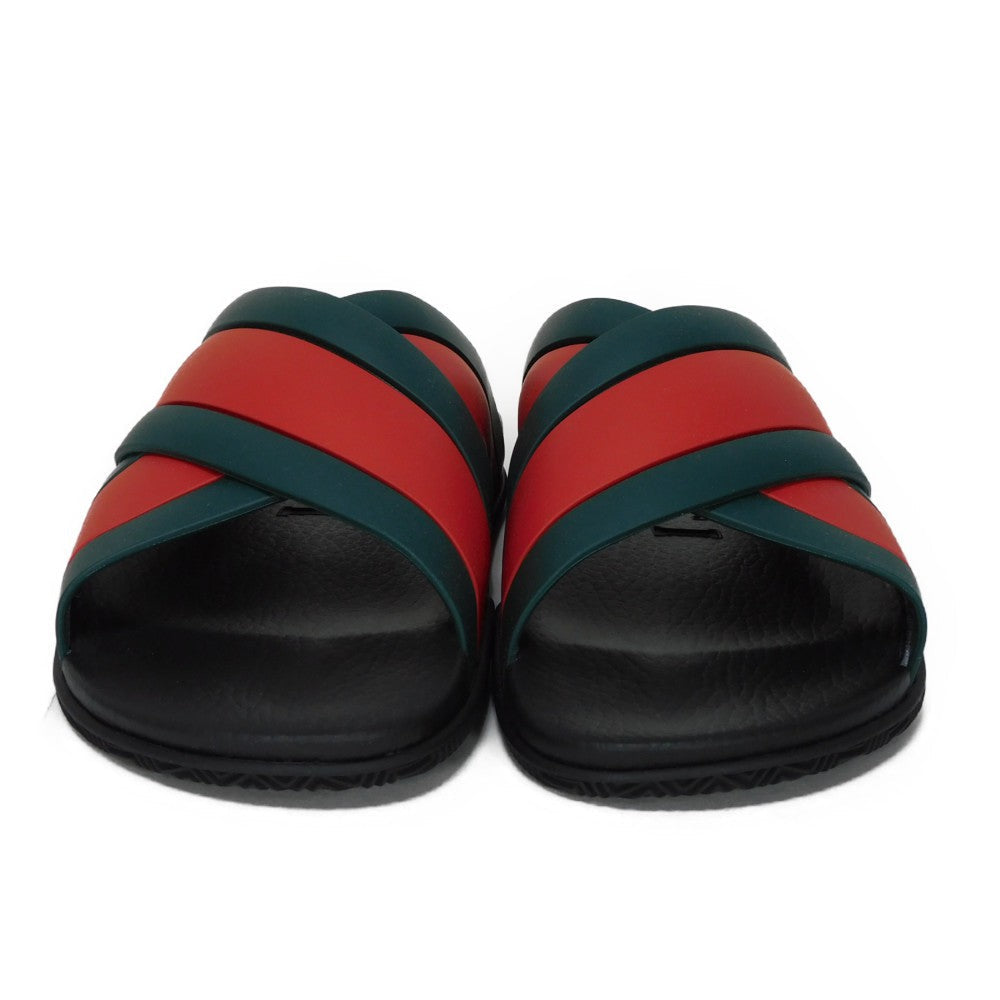 GUCCI Sandals 627820 J8700 8460 rubber Green x Red x Black Sherry line Web stripe slide sandals Women