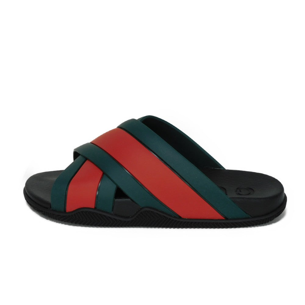 GUCCI Sandals 627820 J8700 8460 rubber Green x Red x Black Sherry line Web stripe slide sandals Women