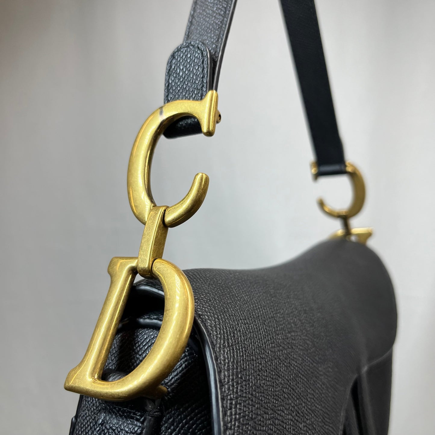 Dior Leather Saddle Bag Black