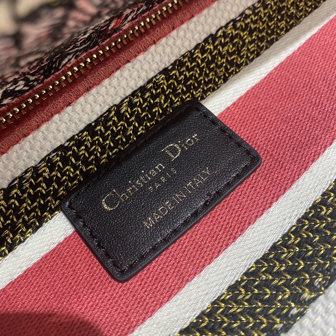 Top Quality MeTop Qualityum Lady D-Lite Bag Multicolor Cupidon Embroidery, Red/Latte Handbags, 24cm CD M0565OTQG_M941