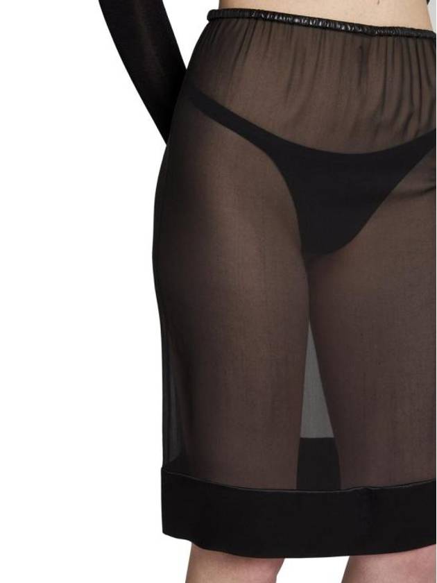 Luxury Saint Laurent Trending 2025 Semi Sheer Silk H-Line Skirt Black