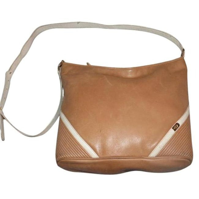 Gucci   Camel Leather With Ivory Accents Satchel