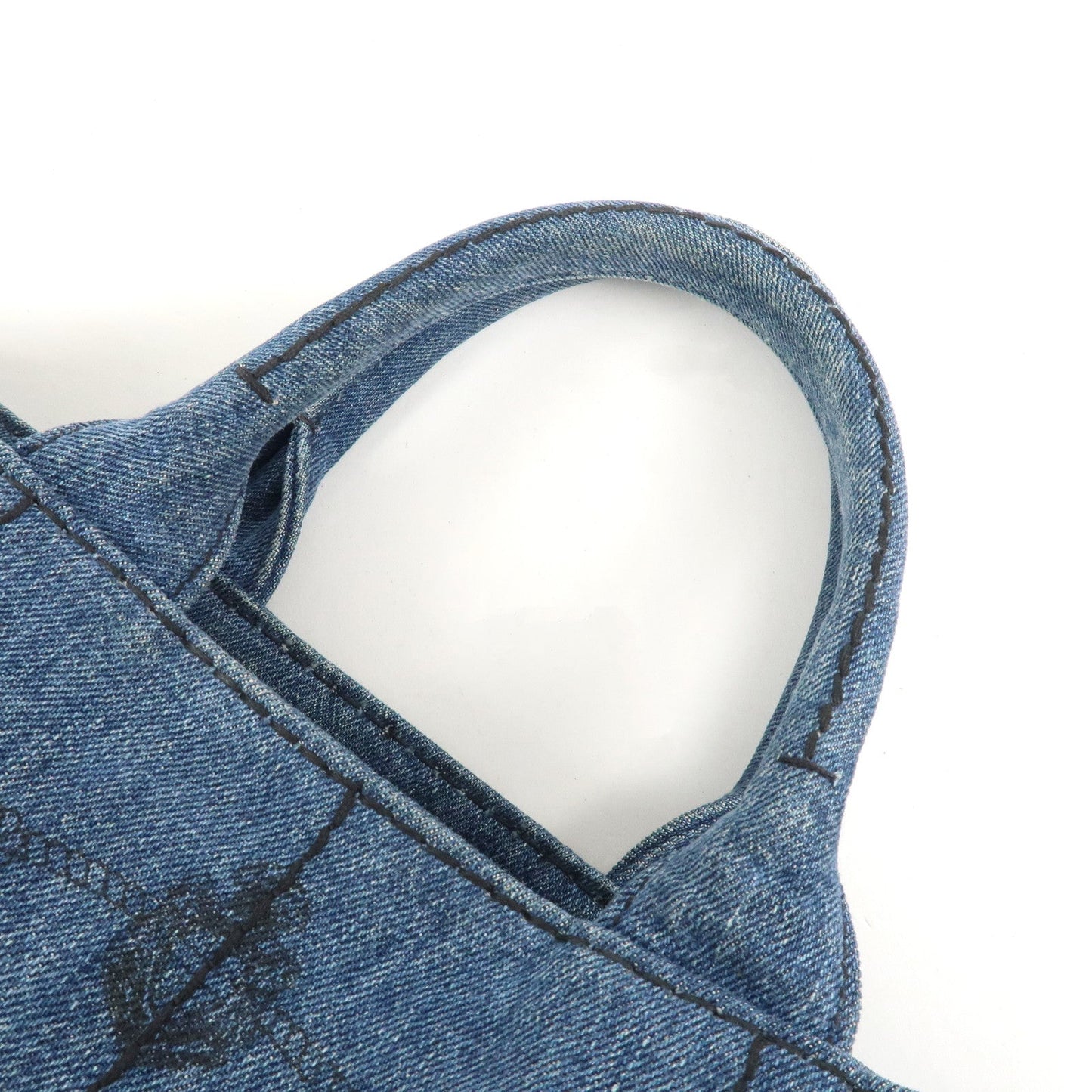 PRADA Canapa Mini Denim Leather 2Way Bag Tote Bag Blue 1BG439  d