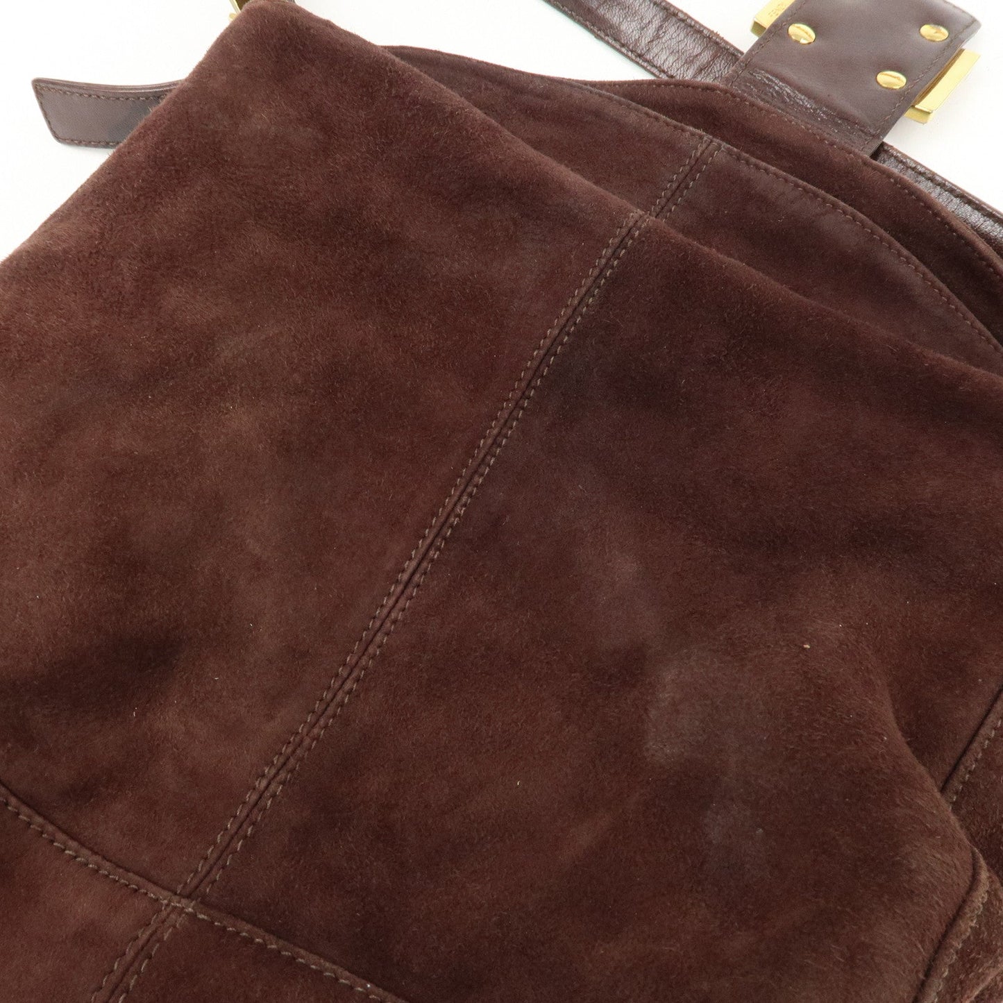 FENDI Suede Leather Shoulder Bag Hand Bag Brown 26426  d